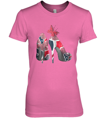 NFL Houston Texans High Heel Butterfly Rhinestone Tide Women's The Boyfriend Tee - NFLFanGift