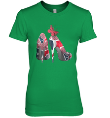 NFL Houston Texans High Heel Butterfly Rhinestone Tide Women's The Boyfriend Tee - NFLFanGift