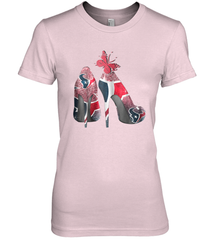 NFL Houston Texans High Heel Butterfly Rhinestone Tide Women's The Boyfriend Tee - NFLFanGift