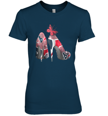 NFL Houston Texans High Heel Butterfly Rhinestone Tide Women's The Boyfriend Tee - NFLFanGift