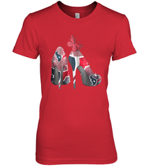 NFL Houston Texans High Heel Butterfly Rhinestone Tide Women's The Boyfriend Tee - NFLFanGift