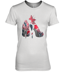 NFL Houston Texans High Heel Butterfly Rhinestone Tide Women's The Boyfriend Tee - NFLFanGift