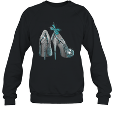 NFL Philadelphia Eagles High Heel Butterfly Rhinestone Tide Crewneck Sweatshirt - NFLFanGift