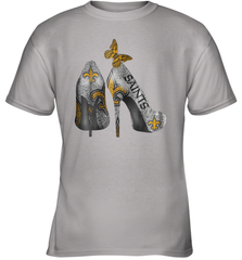 NFL New Orleans Saints High Heel Butterfly Rhinestone Tide Youth T-Shirt - NFLFanGift