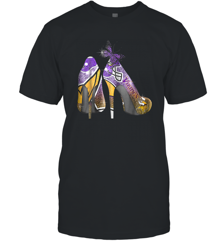 NFL Minnesota Vikings High Heel Butterfly Rhinestone Tide Men's T-Shirt - NFLFanGift
