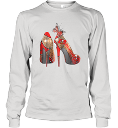NFLTampa Bay Buccaneers High Heel Butterfly Rhinestone Tide Long Sleeve T-Shirt - NFLFanGift
