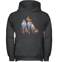 NFL Denver Broncos High Heel Butterfly Rhinestone Tide Youth Hoodie - NFLFanGift