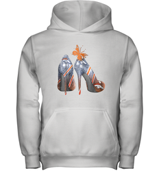 NFL Denver Broncos High Heel Butterfly Rhinestone Tide Youth Hoodie - NFLFanGift