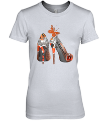 NFL Cincinnati Bengals Rhinestone High Heels Women's The Boyfriend Tee - NFLFanGift