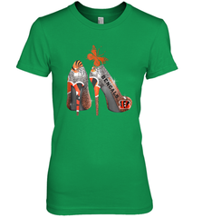 NFL Cincinnati Bengals Rhinestone High Heels Women's The Boyfriend Tee - NFLFanGift