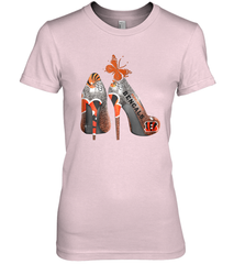 NFL Cincinnati Bengals Rhinestone High Heels Women's The Boyfriend Tee - NFLFanGift