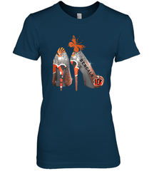NFL Cincinnati Bengals Rhinestone High Heels Women's The Boyfriend Tee - NFLFanGift