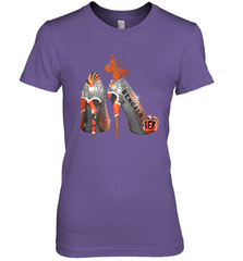 NFL Cincinnati Bengals Rhinestone High Heels Women's The Boyfriend Tee - NFLFanGift