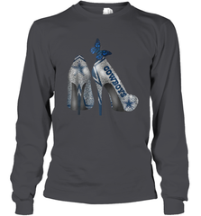 NFL Dallas Cowboys High Heel Butterfly Rhinestone Tide Long Sleeve T-Shirt - NFLFanGift