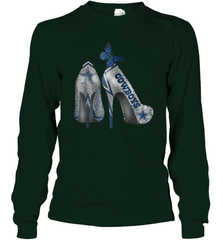 NFL Dallas Cowboys High Heel Butterfly Rhinestone Tide Long Sleeve T-Shirt - NFLFanGift