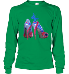 NFL Buffalo Bill Rhinestone High Heels Butterfly Rhinestone Tide Youth Long Sleeve T-Shirt - NFLFanGift