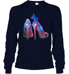 NFL Buffalo Bill Rhinestone High Heels Butterfly Rhinestone Tide Youth Long Sleeve T-Shirt - NFLFanGift