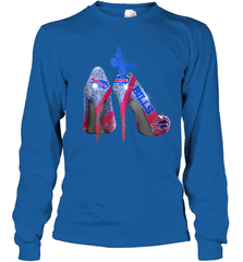 NFL Buffalo Bill Rhinestone High Heels Butterfly Rhinestone Tide Youth Long Sleeve T-Shirt - NFLFanGift