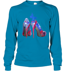 NFL Buffalo Bill Rhinestone High Heels Butterfly Rhinestone Tide Youth Long Sleeve T-Shirt - NFLFanGift