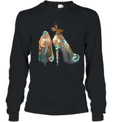 NFL Miami Dolphins High Heel Butterfly Rhinestone Tide Youth Long Sleeve T-Shirt - NFLFanGift