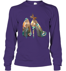 NFL Miami Dolphins High Heel Butterfly Rhinestone Tide Youth Long Sleeve T-Shirt - NFLFanGift