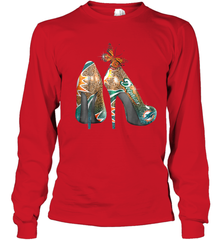NFL Miami Dolphins High Heel Butterfly Rhinestone Tide Youth Long Sleeve T-Shirt - NFLFanGift