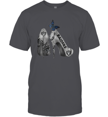 NFL Oakland Raiders High Heel Butterfly Rhinestone Tide Men's T-Shirt - NFLFanGift