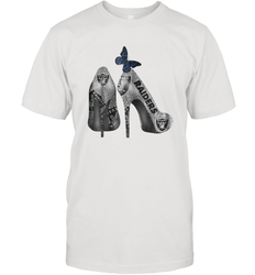 NFL Oakland Raiders High Heel Butterfly Rhinestone Tide Men's T-Shirt - NFLFanGift