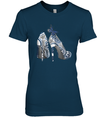 NFL Los Angeles Rams High Heel Butterfly Rhinestone Tide Women's The Boyfriend Tee - NFLFanGift