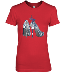 NFL Los Angeles Rams High Heel Butterfly Rhinestone Tide Women's The Boyfriend Tee - NFLFanGift