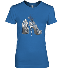 NFL Los Angeles Rams High Heel Butterfly Rhinestone Tide Women's The Boyfriend Tee - NFLFanGift