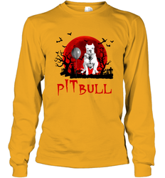 Halloween Stephen king IT Pitbull Moon Shadow shirt Long Sleeve T-Shirt - NFLFanGift