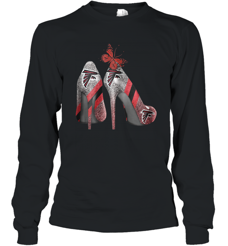 NFL Atlanta Falcons Rhinestone High Heels Long Sleeve T-Shirt - NFLFanGift