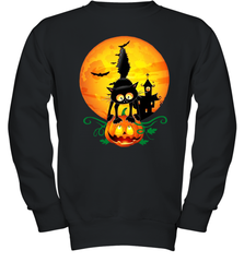 Black Cat Pumpkin and Halloween Moon Youth Sweatshirt - NFLFanGift