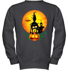 Black Cat Pumpkin and Halloween Moon Youth Sweatshirt - NFLFanGift