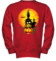 Black Cat Pumpkin and Halloween Moon Youth Sweatshirt - NFLFanGift