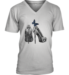NFL Oakland Raiders High Heel Butterfly Rhinestone Tide Men's Vneck - NFLFanGift