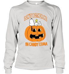 Don't Bother Me In Candy Coma Funny Snoopy Pumpkin Halloween Youth Long Sleeve T-Shirt - NFLFanGift