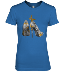 NFL New Orleans Saints High Heel Butterfly Rhinestone Tide Women's The Boyfriend Tee - NFLFanGift