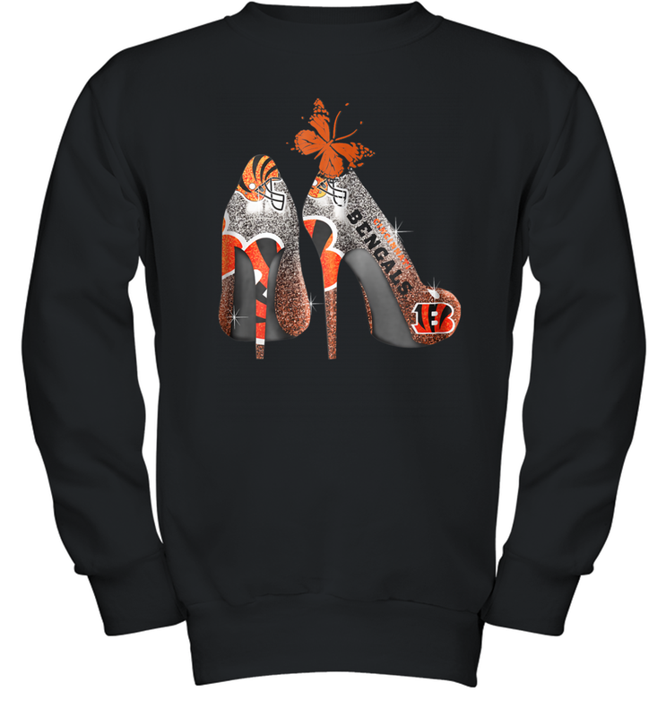 NFL Cincinnati Bengals Rhinestone High Heels Youth Sweatshirt - NFLFanGift