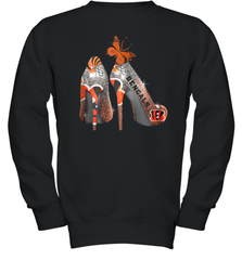 NFL Cincinnati Bengals Rhinestone High Heels Youth Sweatshirt - NFLFanGift