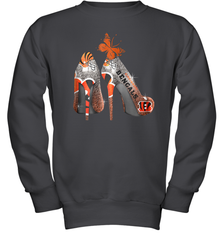 NFL Cincinnati Bengals Rhinestone High Heels Youth Sweatshirt - NFLFanGift