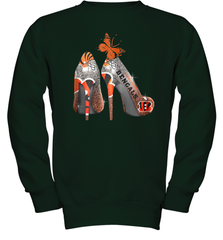 NFL Cincinnati Bengals Rhinestone High Heels Youth Sweatshirt - NFLFanGift