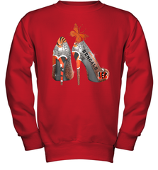 NFL Cincinnati Bengals Rhinestone High Heels Youth Sweatshirt - NFLFanGift