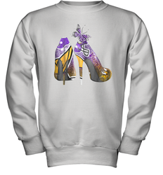 NFL Minnesota Vikings High Heel Butterfly Rhinestone Tide Youth Sweatshirt - NFLFanGift