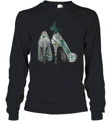 NFL Green Bay Packers Rhinestone High Heels Long Sleeve T-Shirt - NFLFanGift