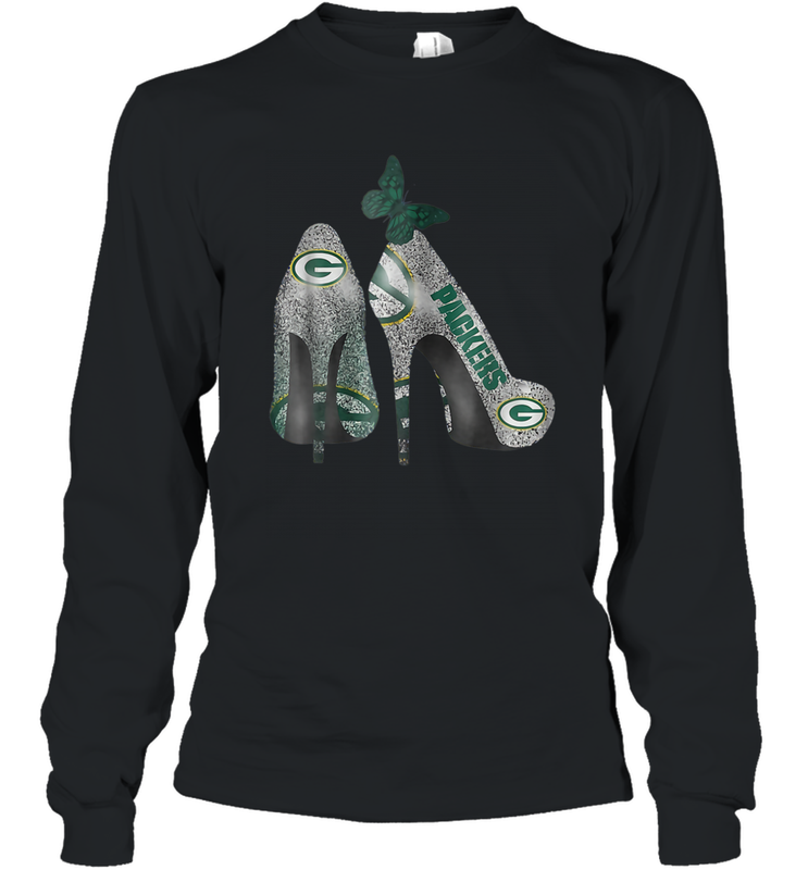 NFL Green Bay Packers Rhinestone High Heels Long Sleeve T-Shirt - NFLFanGift