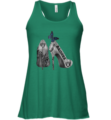 NFL Oakland Raiders High Heel Butterfly Rhinestone Tide Racerback Tank - NFLFanGift