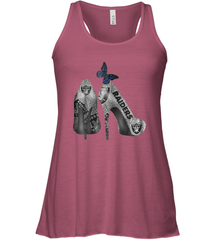 NFL Oakland Raiders High Heel Butterfly Rhinestone Tide Racerback Tank - NFLFanGift