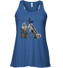 NFL Oakland Raiders High Heel Butterfly Rhinestone Tide Racerback Tank - NFLFanGift